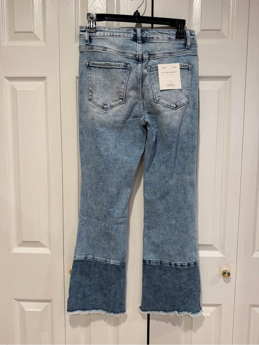 Flying Monkey Two-Tone Light Blue Patch Wide Leg Jeans - Picture 7 of 10